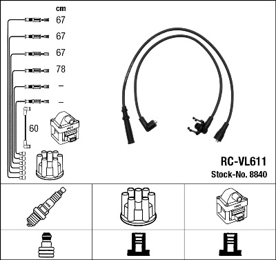 Kit cavi accensione - 8840 NGK