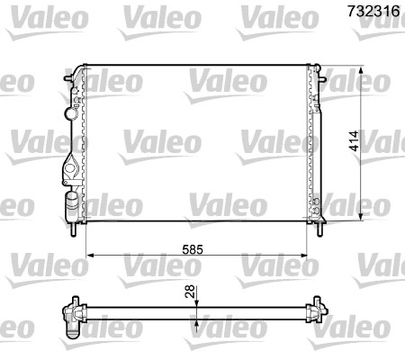 Radiator, engine cooling - 732316 VALEO