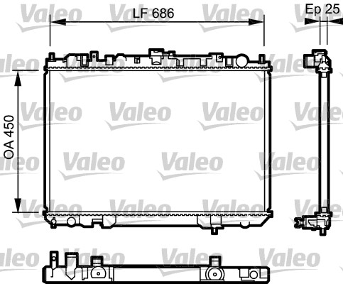 Radiator, engine cooling - 735081 VALEO
