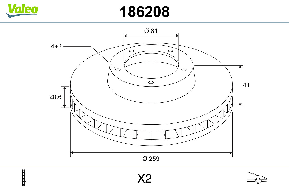 Brake Disc - 186208 VALEO
