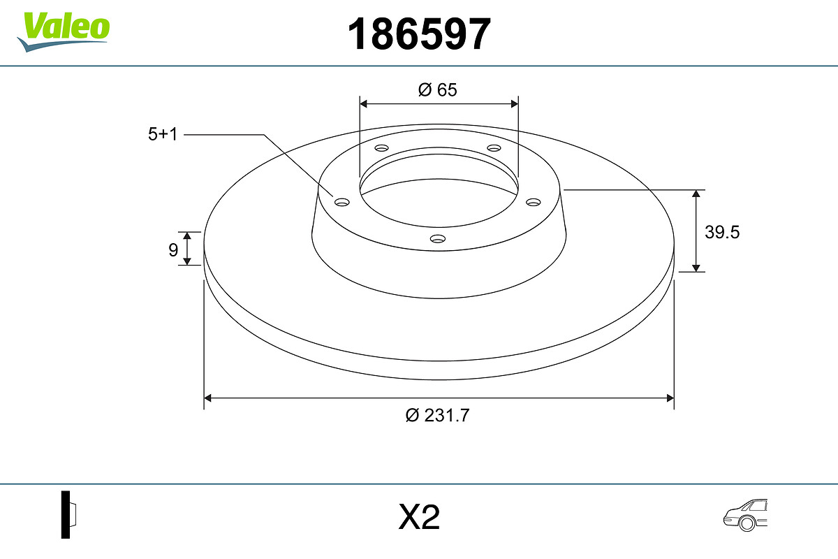 Brake Disc - 186597 VALEO