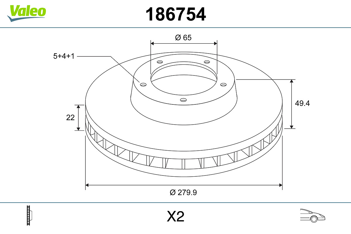 Brake Disc - 186754 VALEO