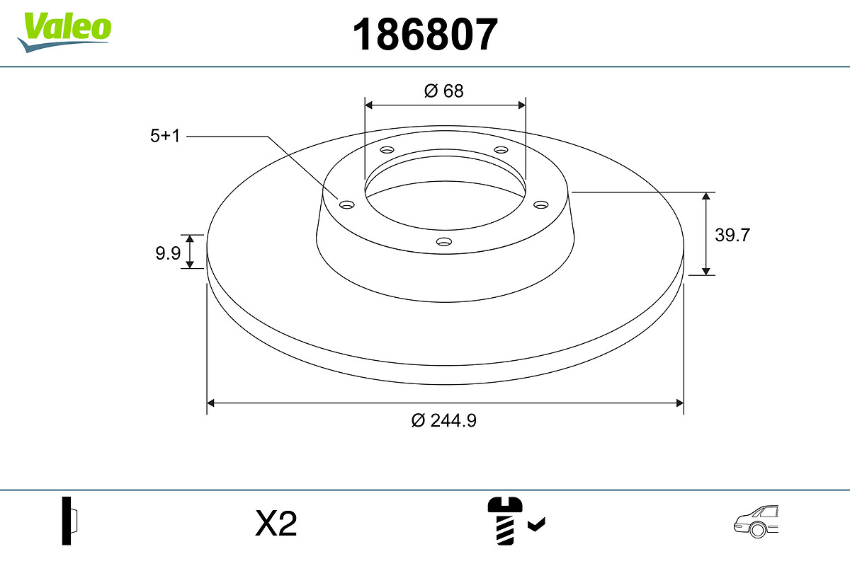 Brake Disc - 186807 VALEO