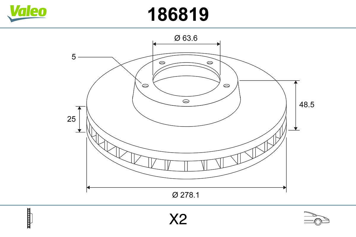 Brake Disc - 186819 VALEO