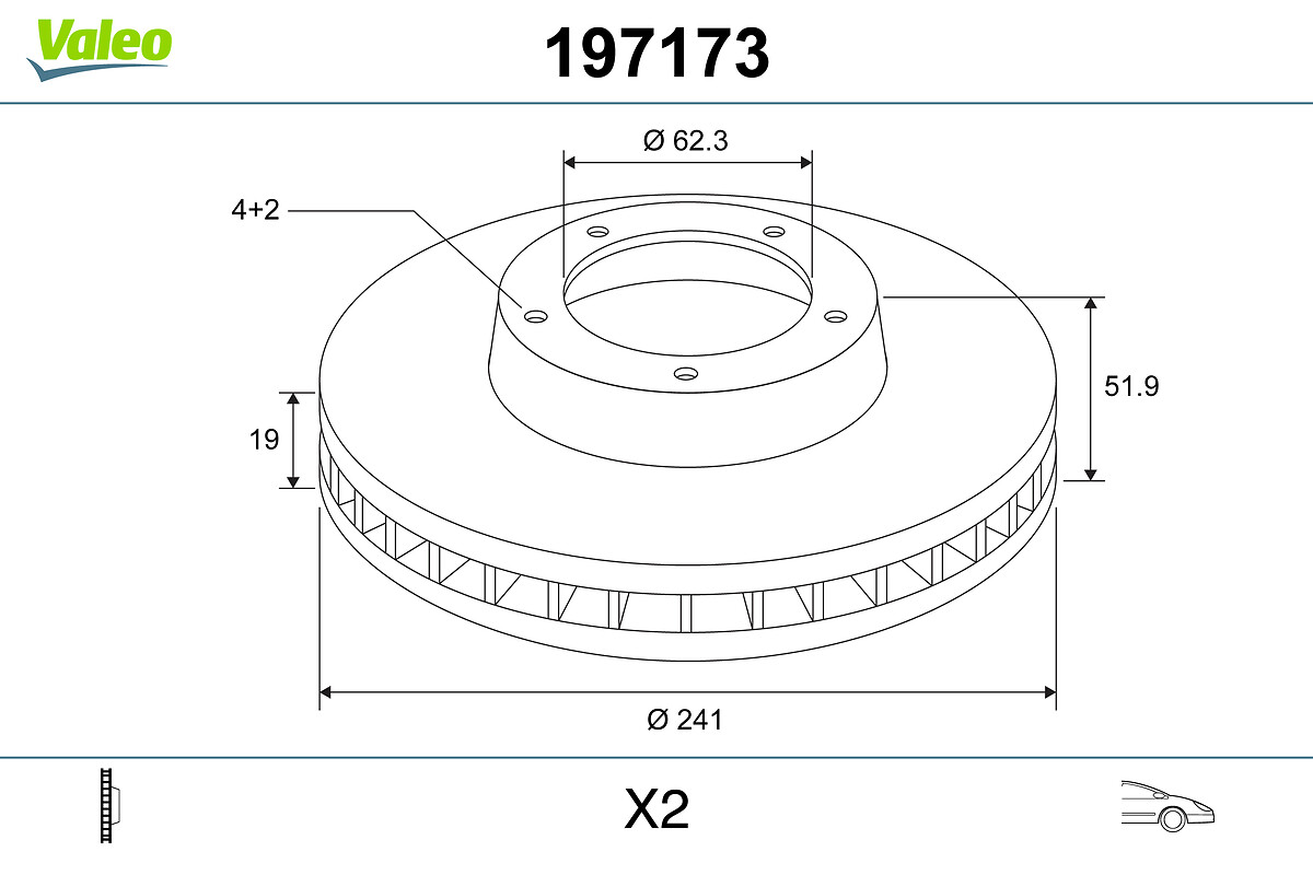 Brake Disc - 197173 VALEO