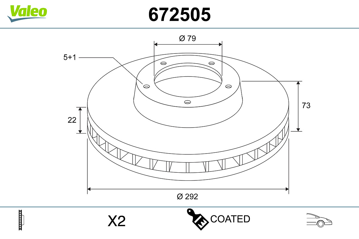 Brake Disc - 672505 VALEO