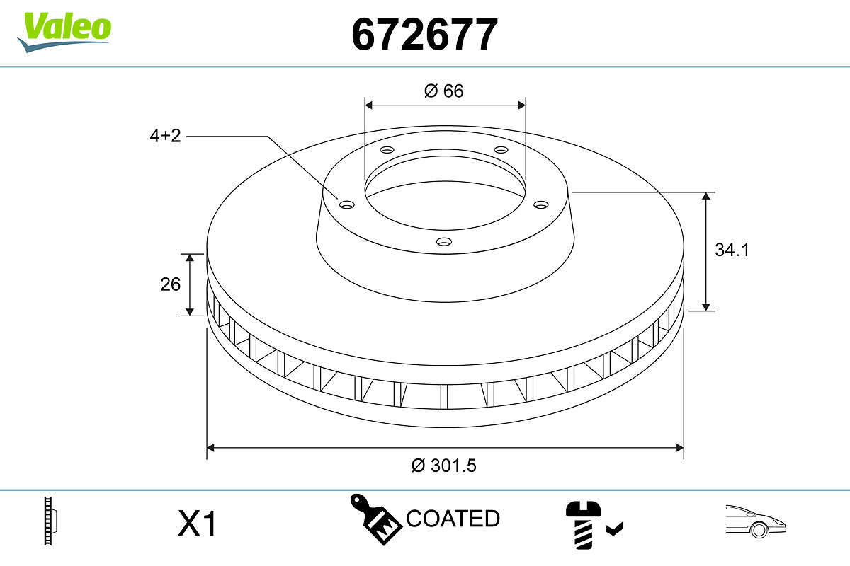 Brake Disc - 672677 VALEO