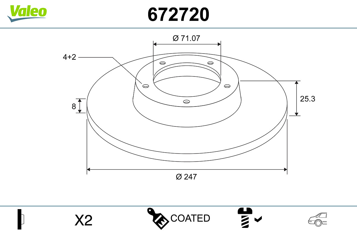 Brake Disc - 672720 VALEO