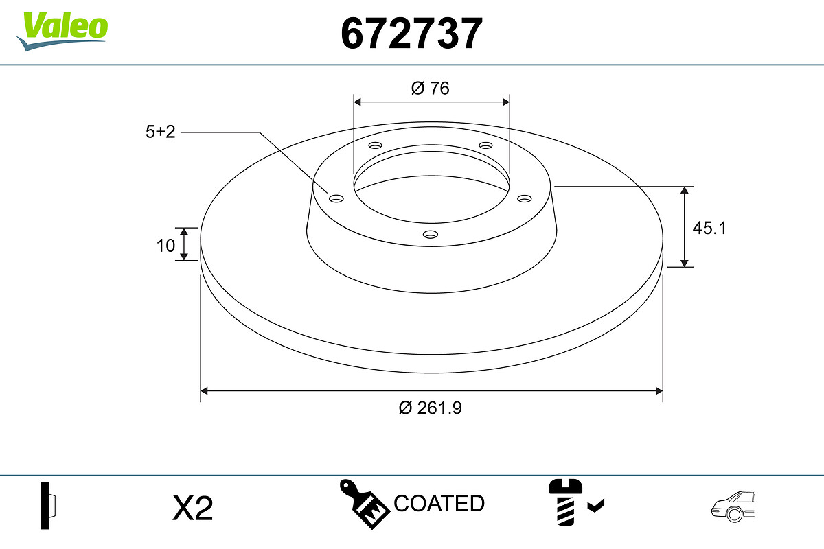 Brake Disc - 672737 VALEO