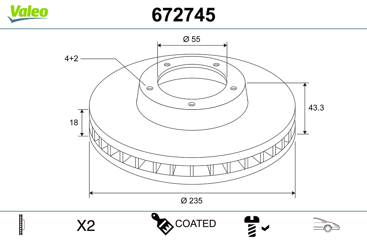 Brake Disc - 672745 VALEO