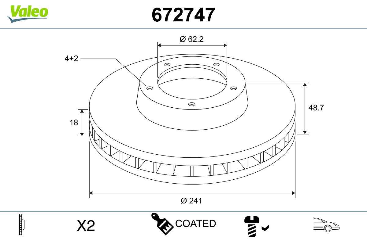 Brake Disc - 672747 VALEO