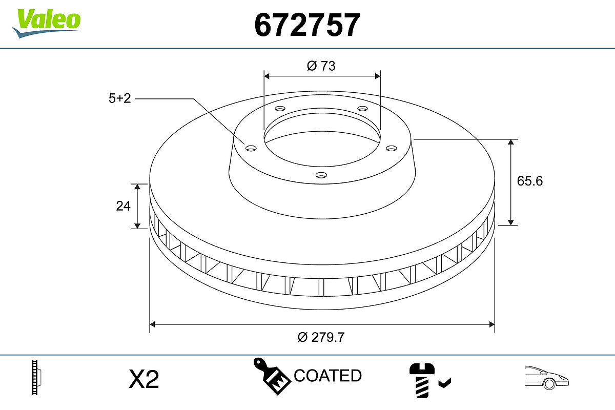 Brake Disc - 672757 VALEO