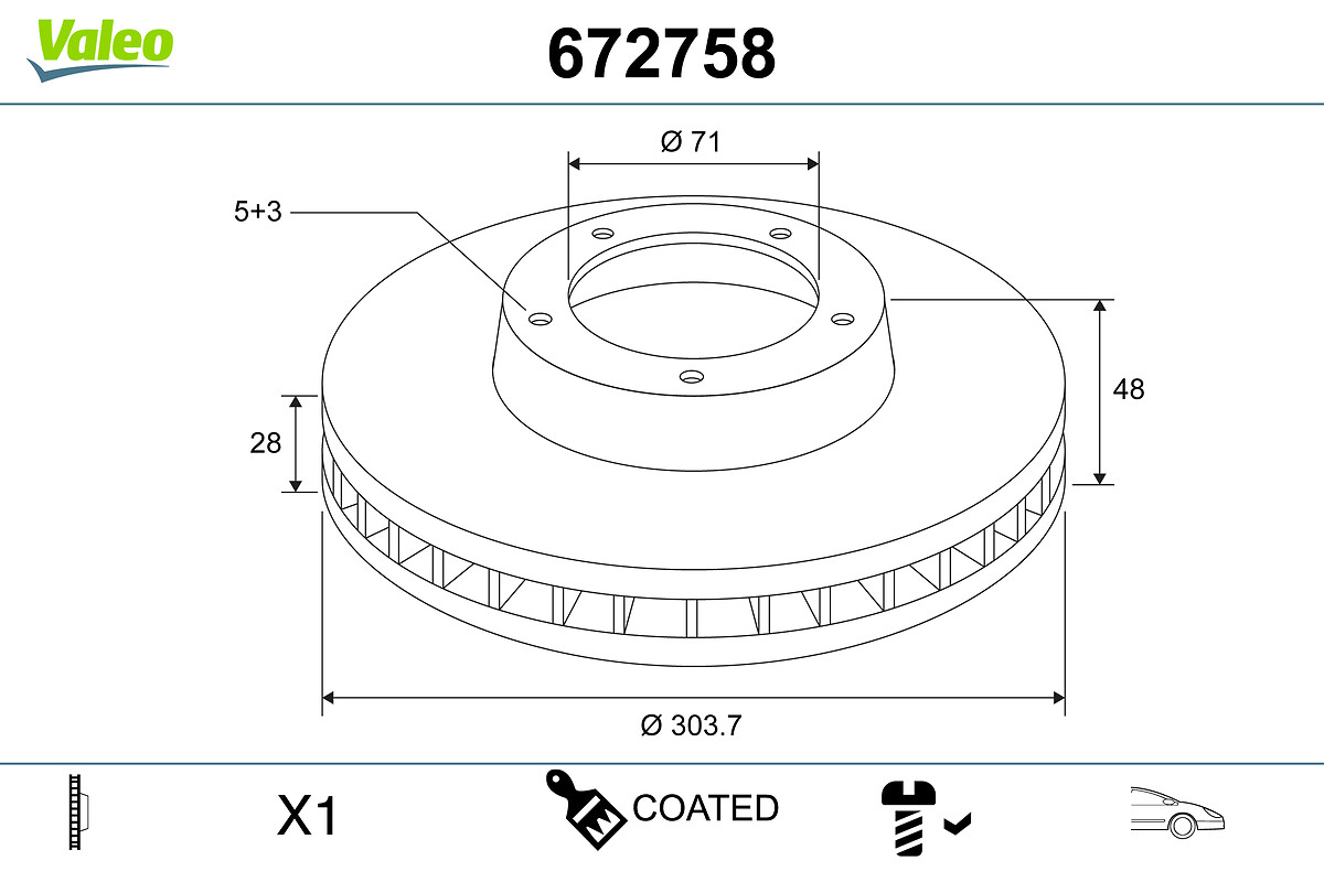 Brake Disc - 672758 VALEO