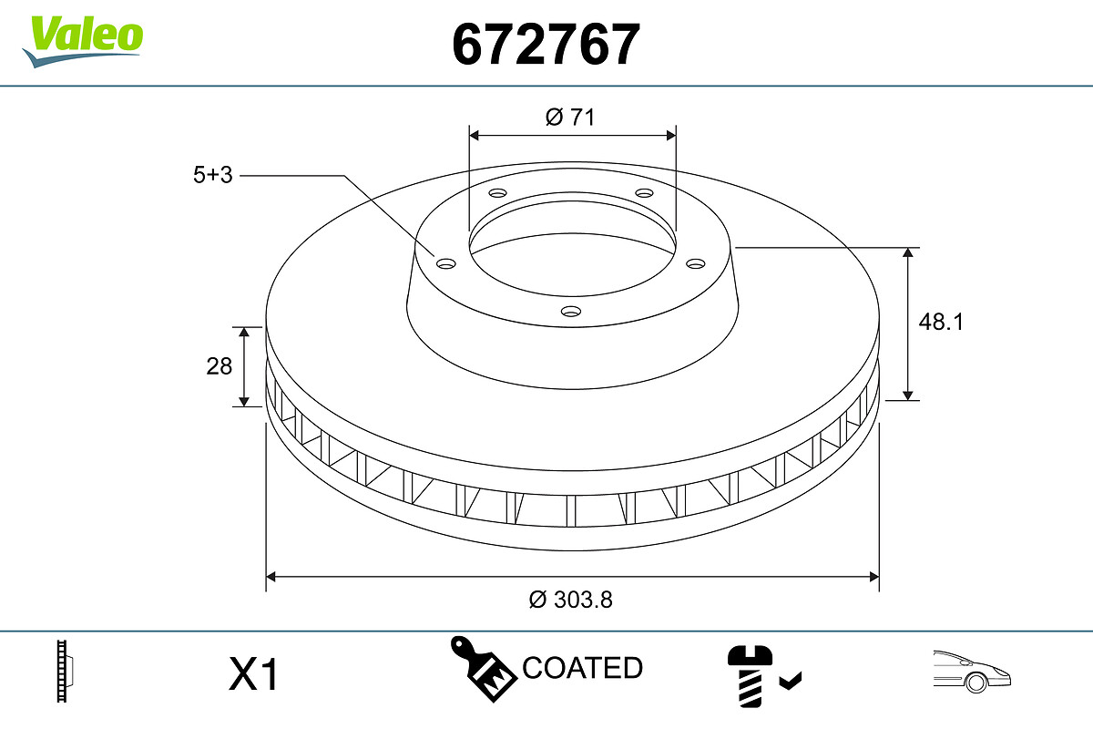 Brake Disc - 672767 VALEO