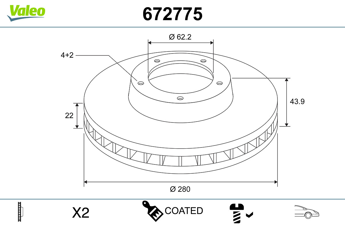 Brake Disc - 672775 VALEO