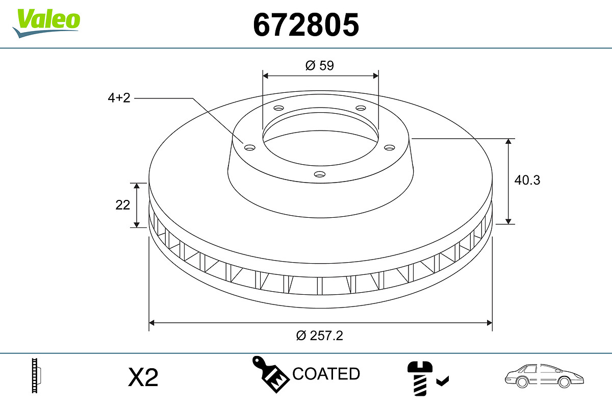 Brake Disc - 672805 VALEO