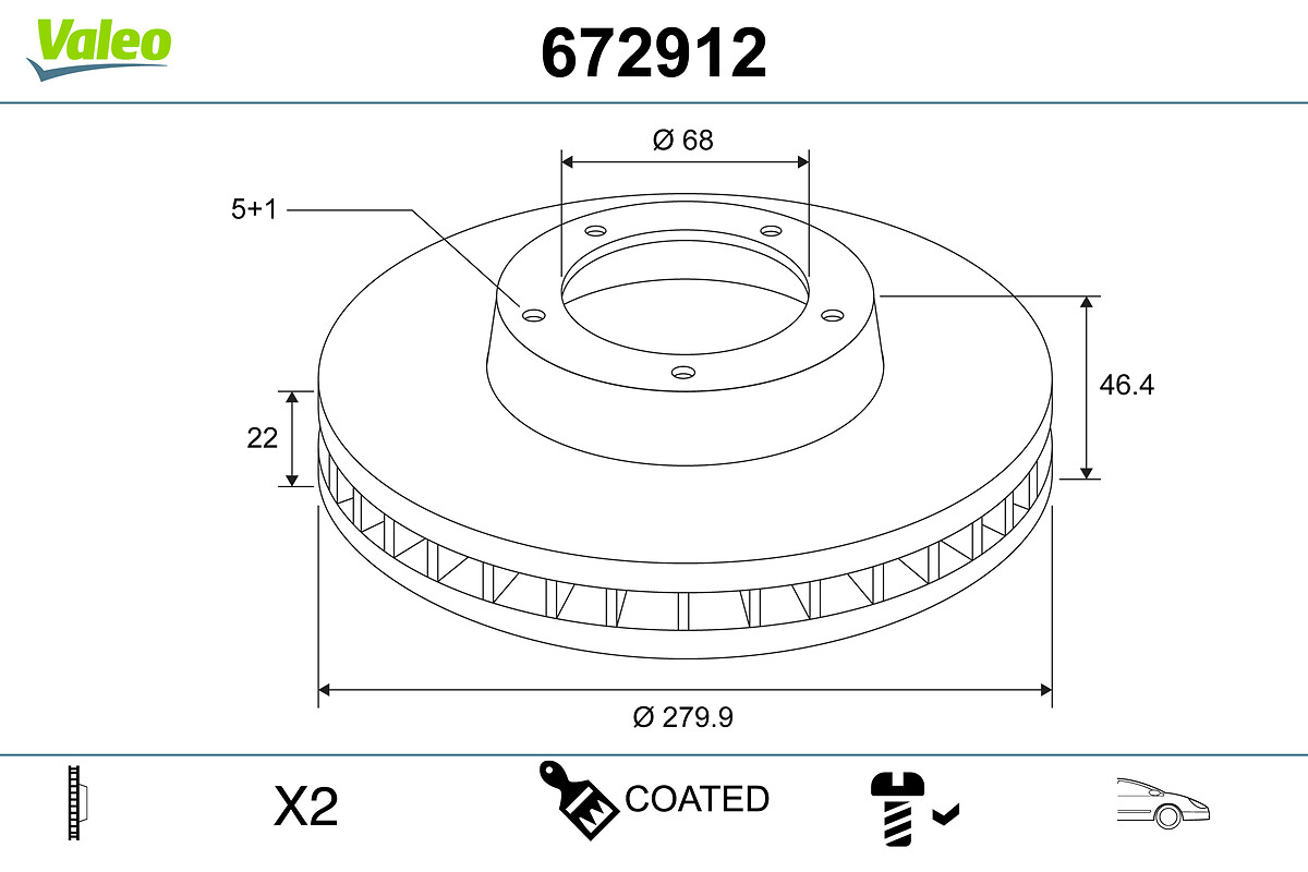 Brake Disc - 672912 VALEO