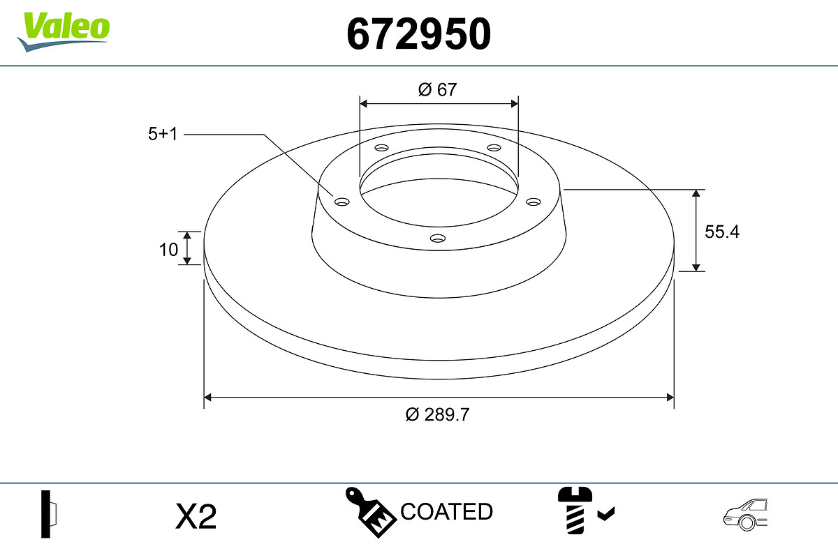 Brake Disc - 672950 VALEO