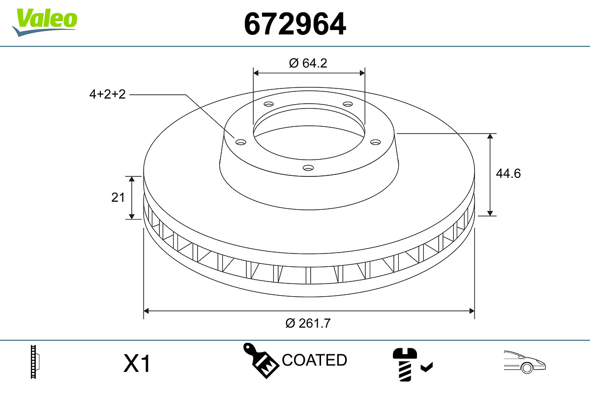 Brake Disc - 672964 VALEO