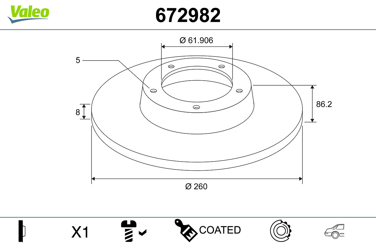 Brake Disc - 672982 VALEO