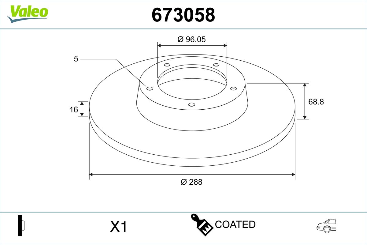 Brake Disc - 673058 VALEO