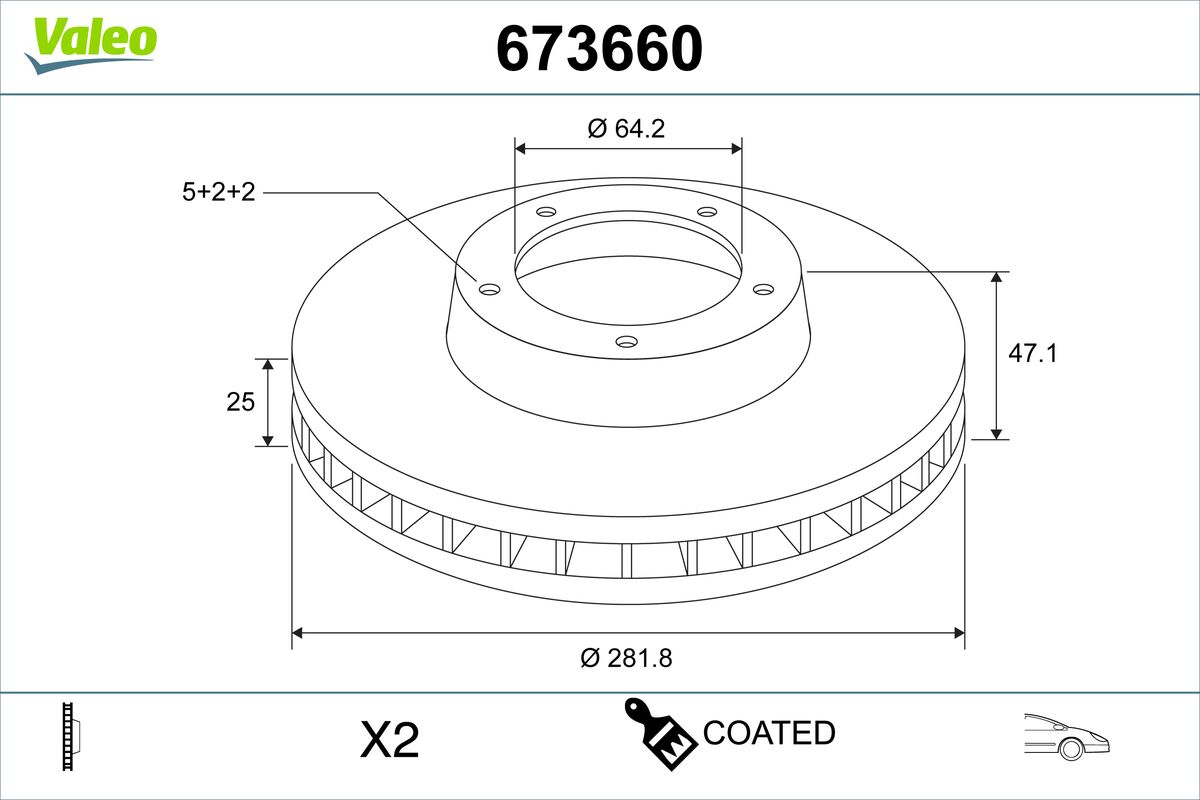 Brake Disc - 673660 VALEO