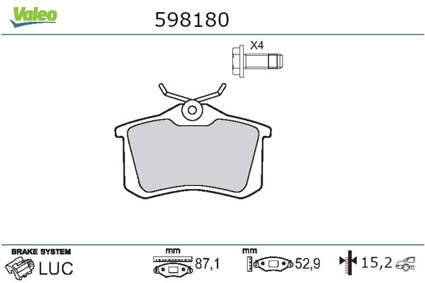 Brake Pad Set, disc brake - 598180 VALEO