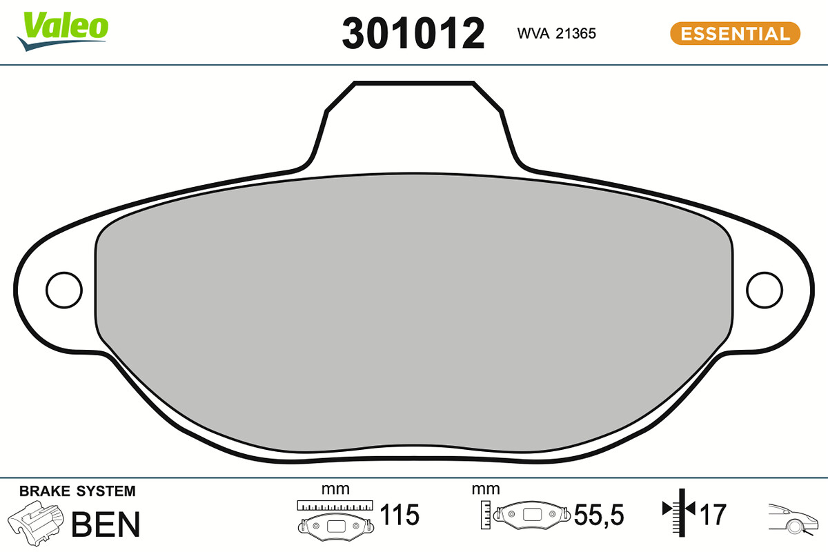 Brake Pad Set, disc brake - 301012 VALEO