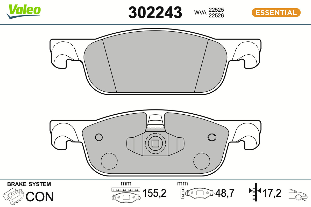 Brake Pad Set, disc brake - 302243 VALEO