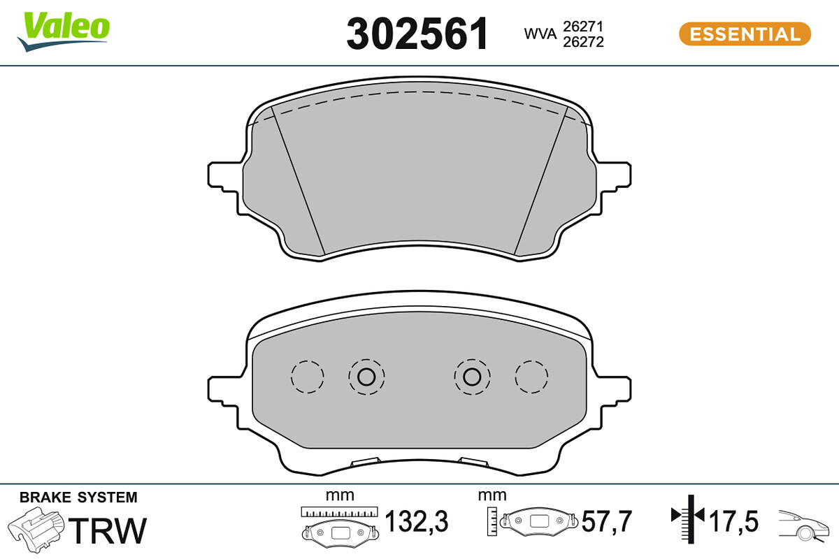 Brake Pad Set, disc brake - 302561 VALEO