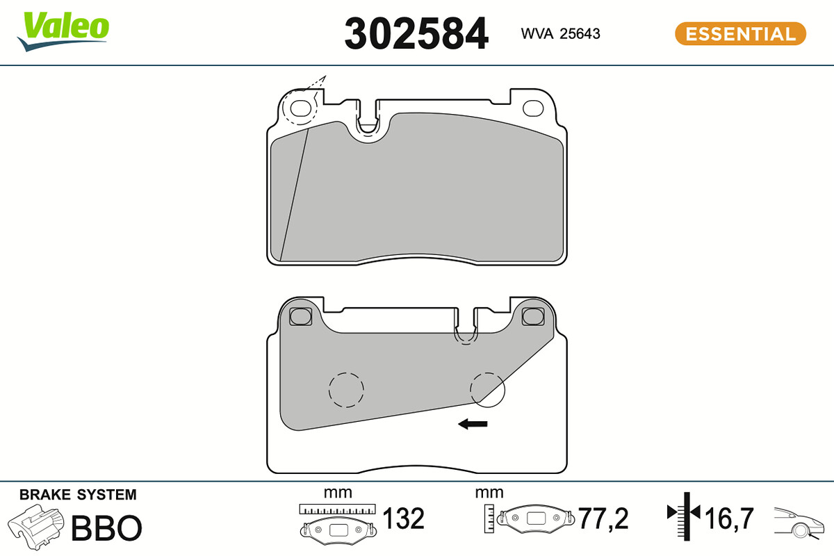 Brake Pad Set, disc brake - 302584 VALEO
