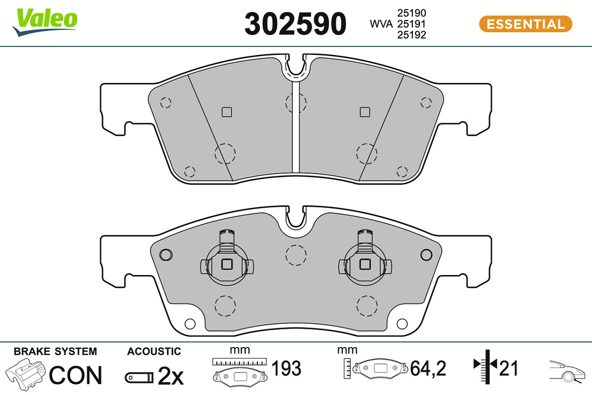 Brake Pad Set, disc brake - 302590 VALEO