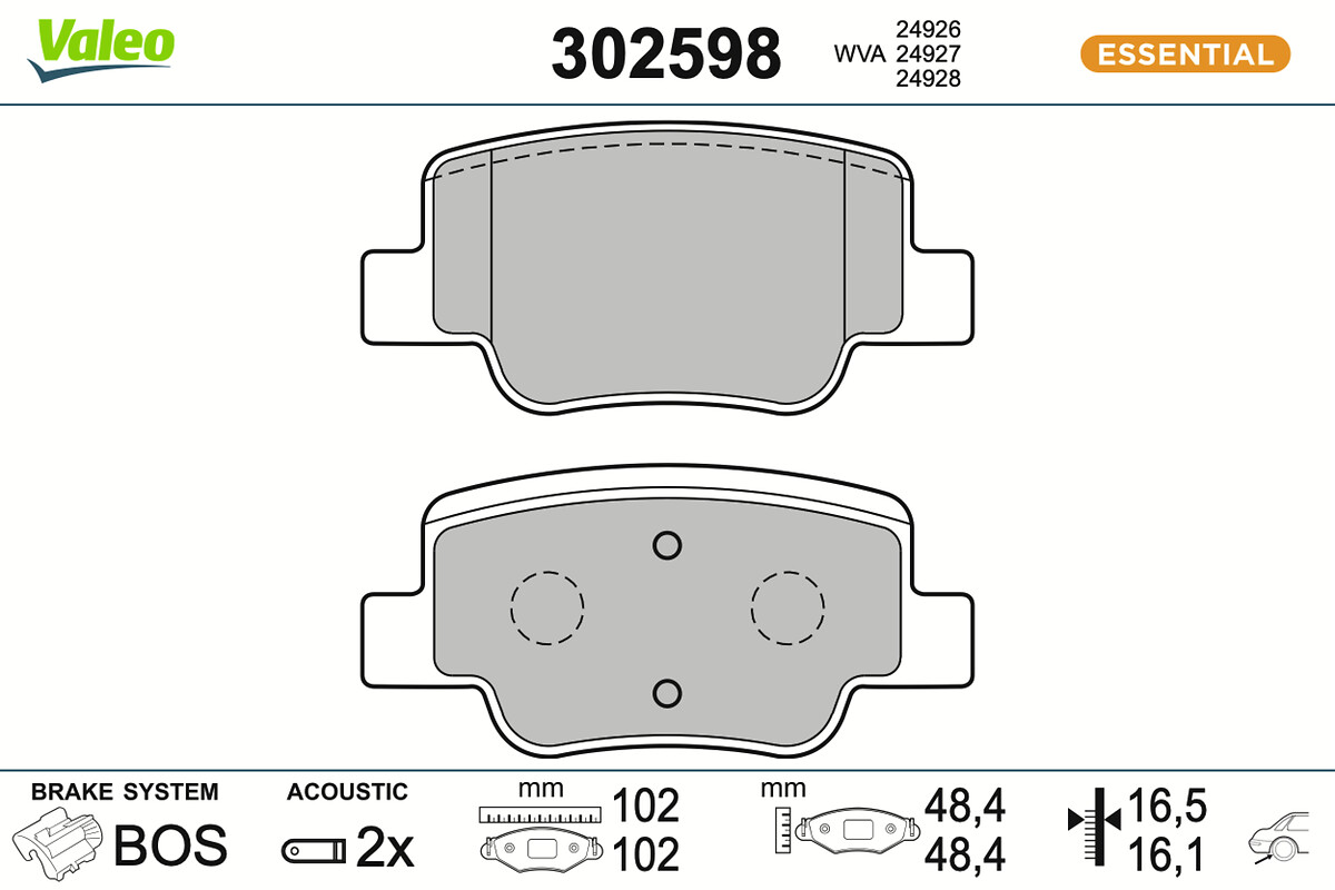 Brake Pad Set, disc brake - 302598 VALEO