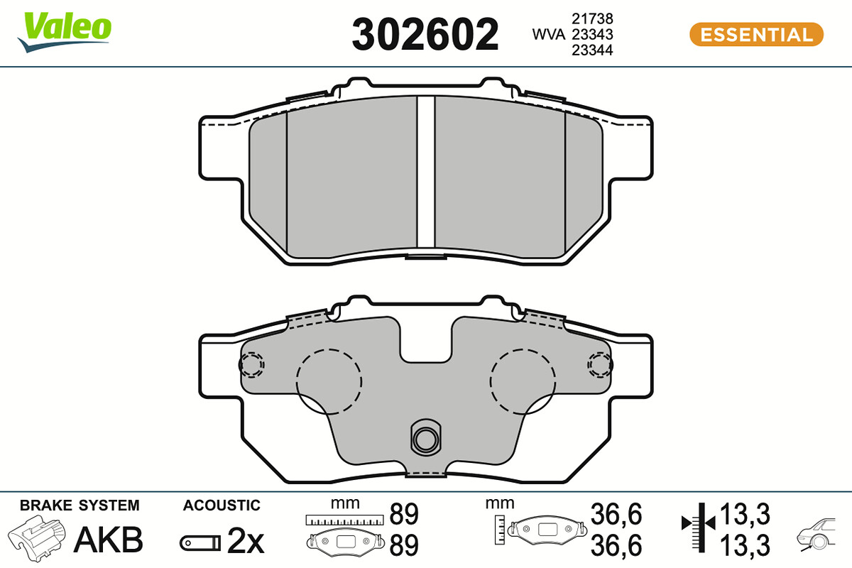 Brake Pad Set, disc brake - 302602 VALEO