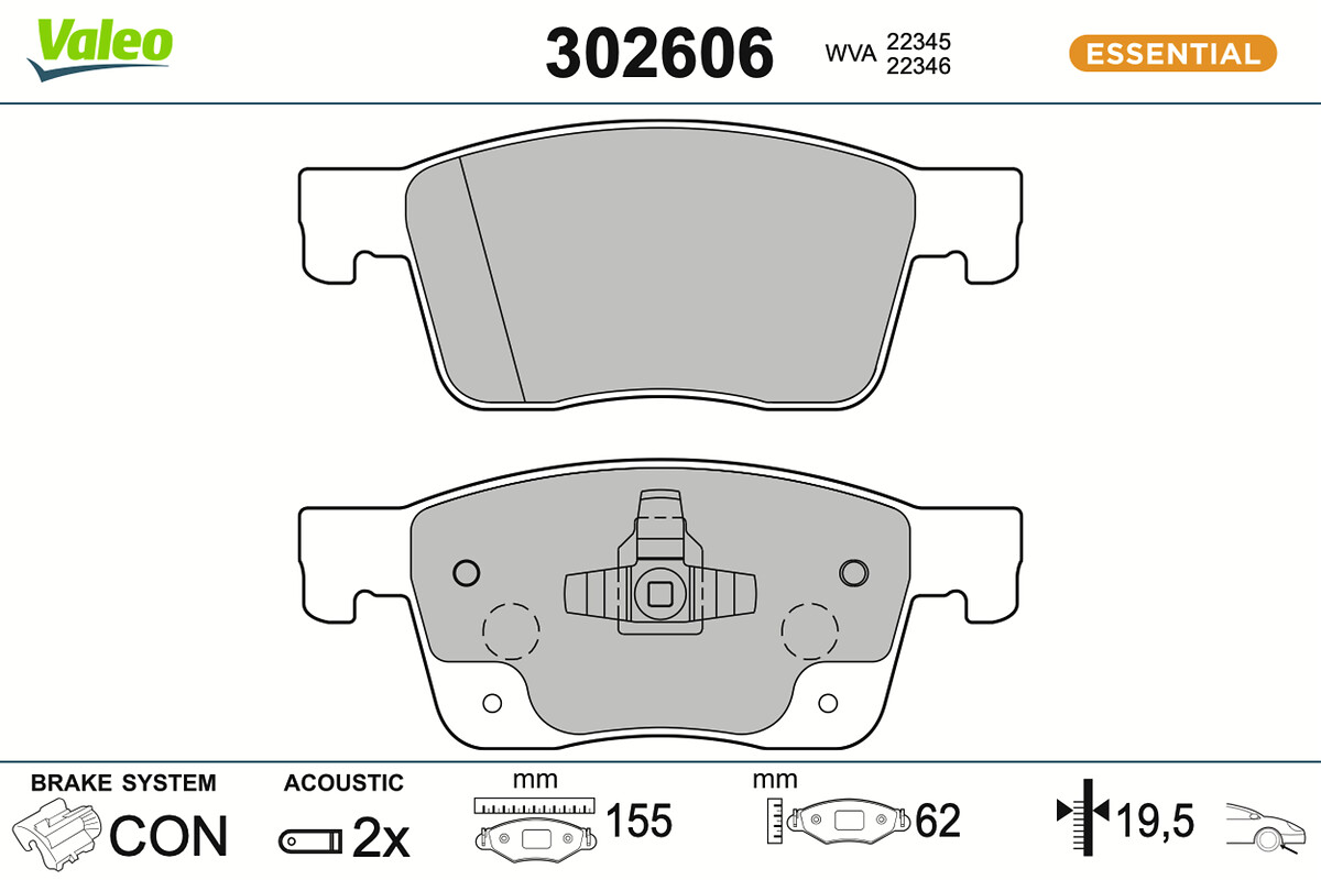 Brake Pad Set, disc brake - 302606 VALEO