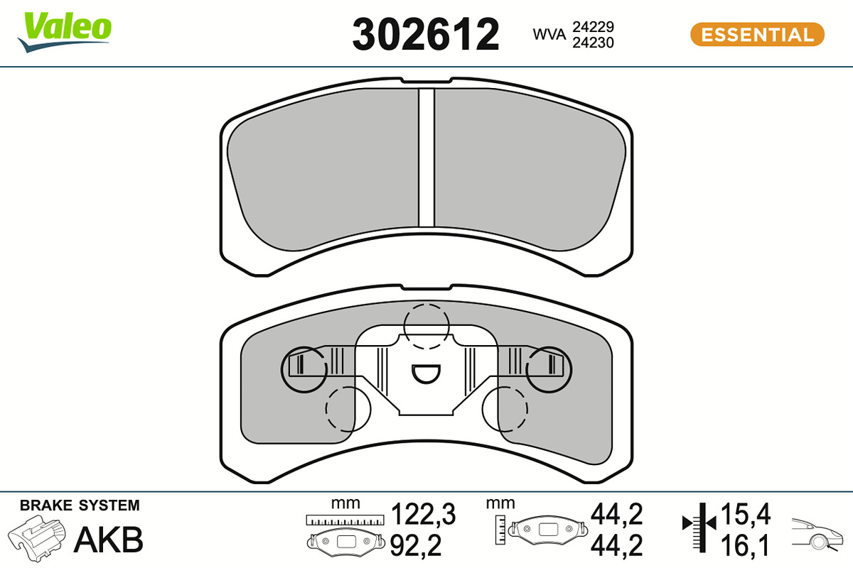 Brake Pad Set, disc brake - 302612 VALEO