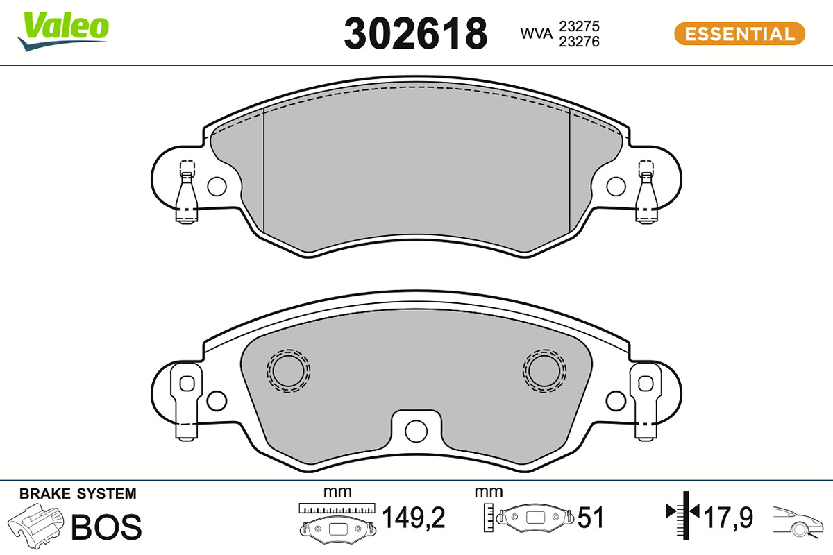 Brake Pad Set, disc brake - 302618 VALEO