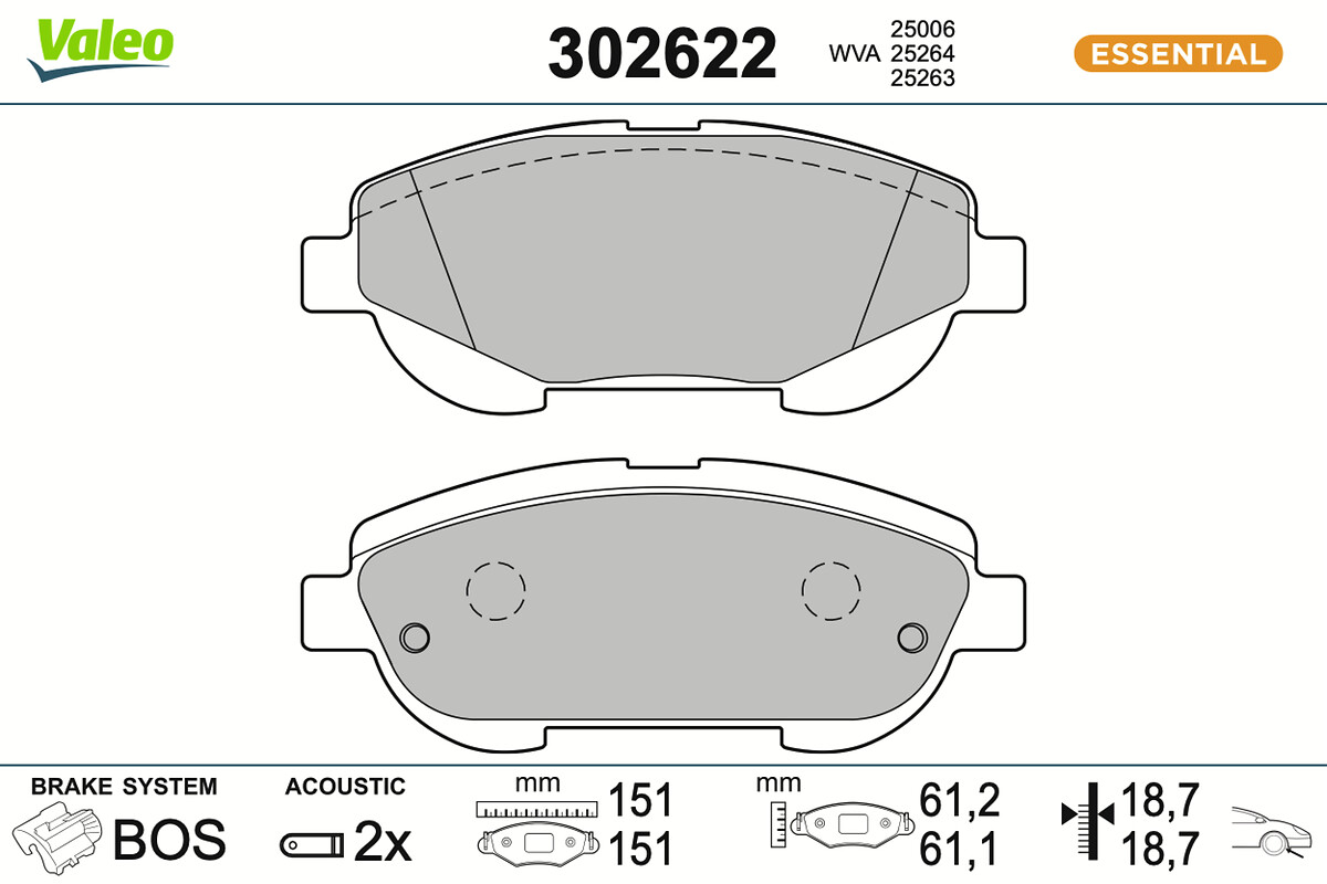 Brake Pad Set, disc brake - 302622 VALEO