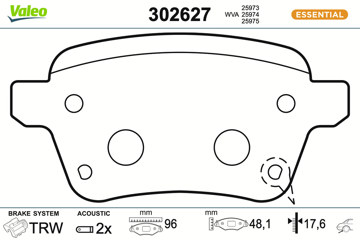 Brake Pad Set, disc brake - 302627 VALEO
