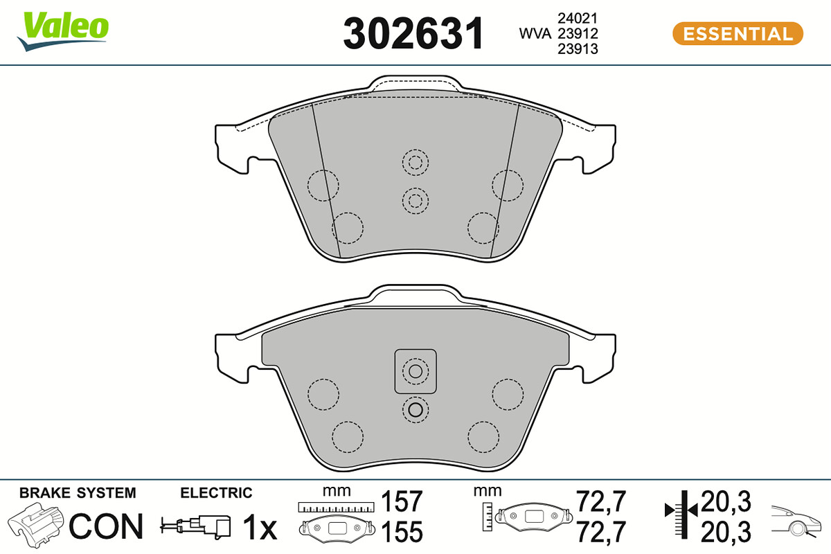 Brake Pad Set, disc brake - 302631 VALEO