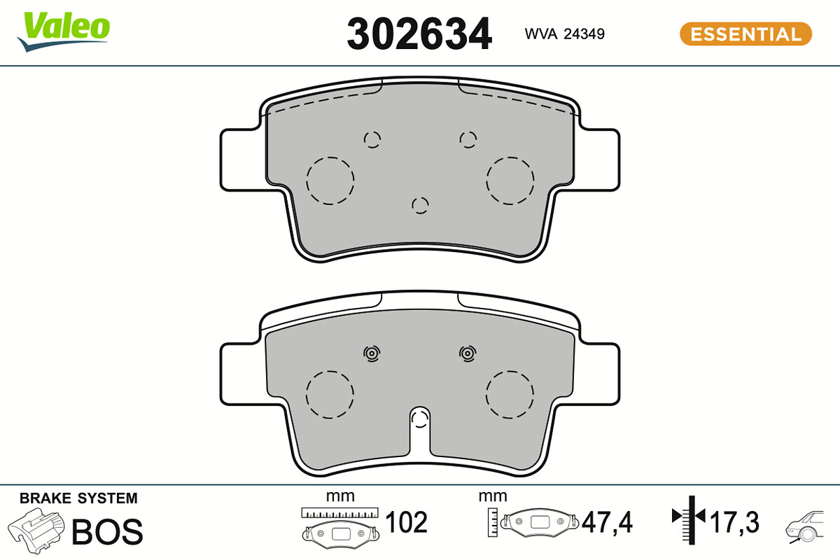 Brake Pad Set, disc brake - 302634 VALEO