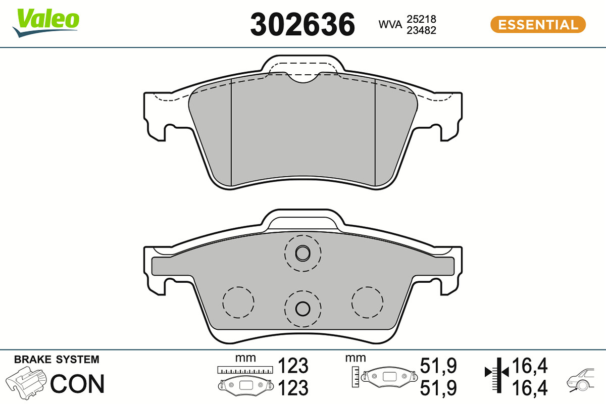 Brake Pad Set, disc brake - 302636 VALEO
