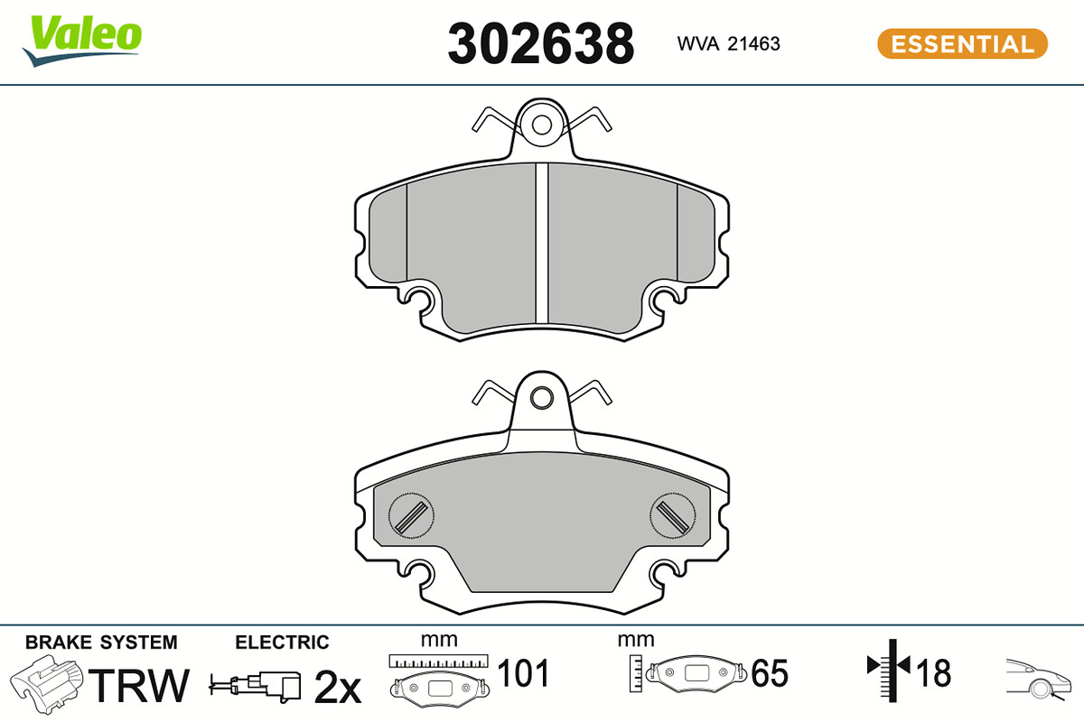 Brake Pad Set, disc brake - 302638 VALEO