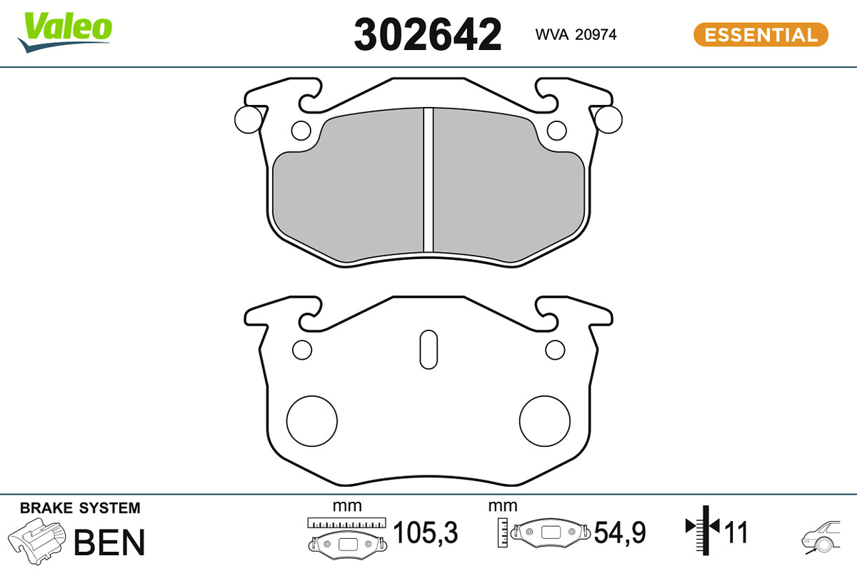 Brake Pad Set, disc brake - 302642 VALEO