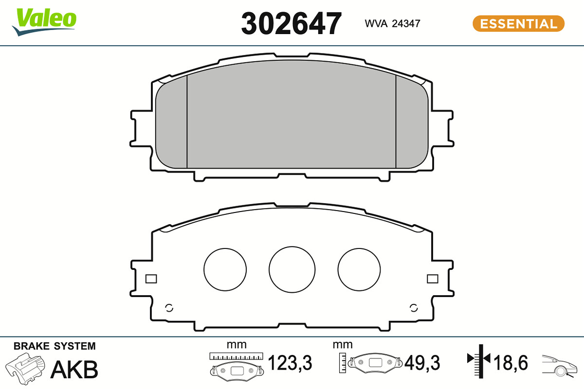 Brake Pad Set, disc brake - 302647 VALEO