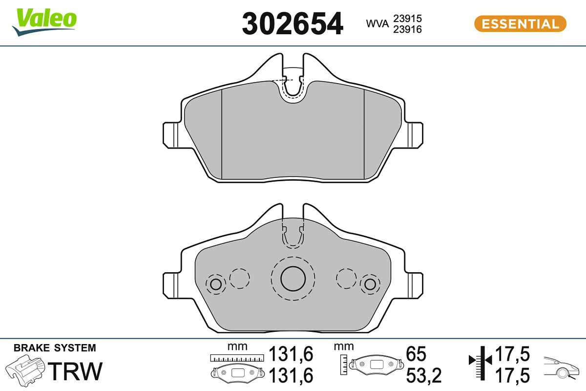 Brake Pad Set, disc brake - 302654 VALEO