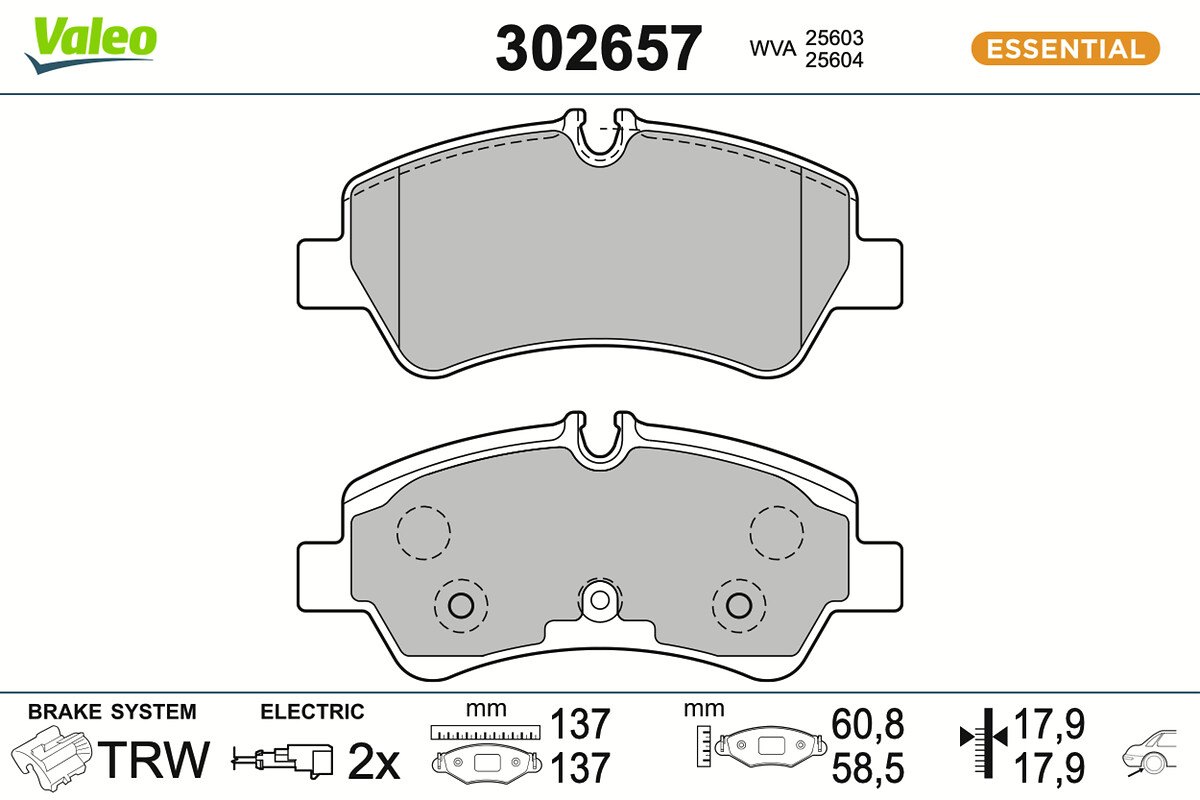 Brake Pad Set, disc brake - 302657 VALEO