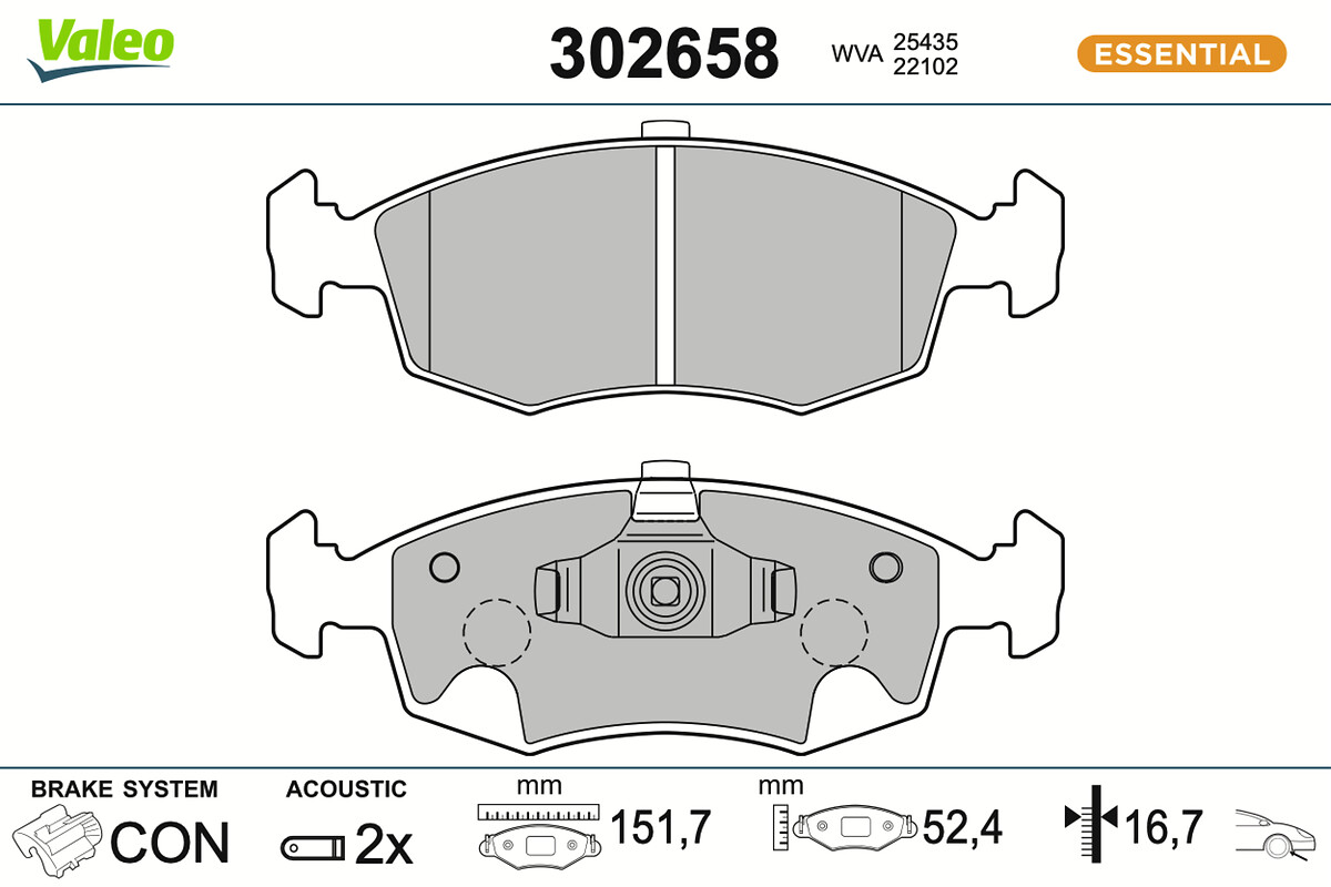 Brake Pad Set, disc brake - 302658 VALEO