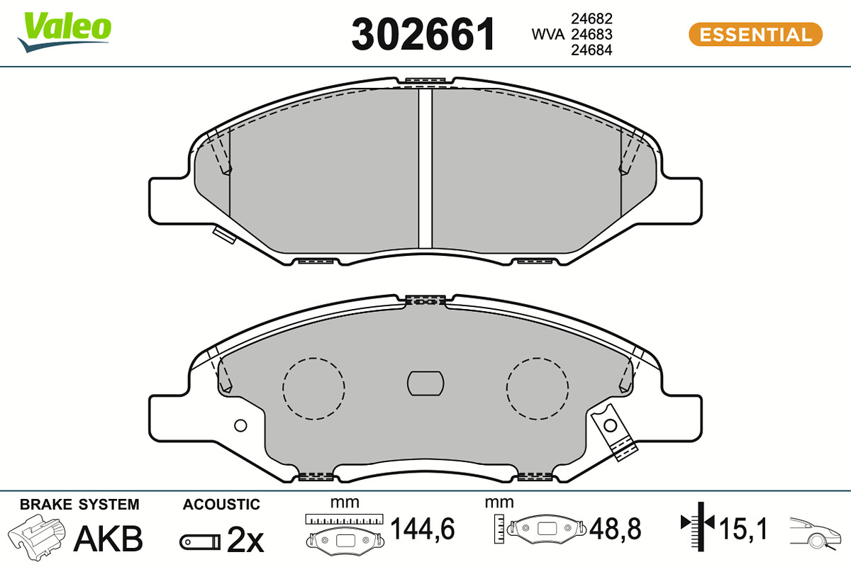 Brake Pad Set, disc brake - 302661 VALEO
