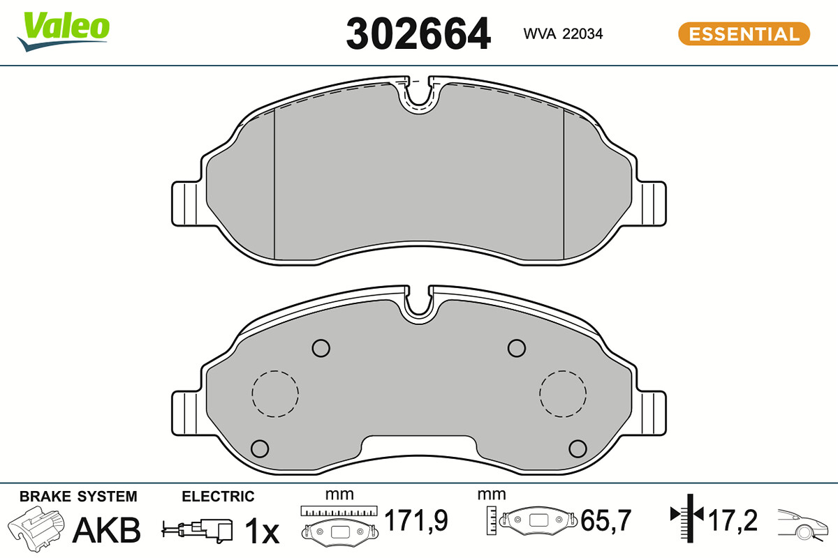 Brake Pad Set, disc brake - 302664 VALEO